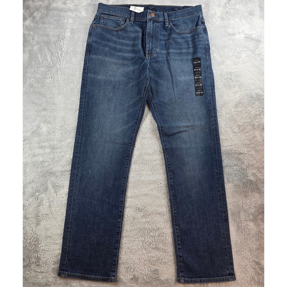 J.Crew Mens 32x32 Dark Wash Straight Fit Signature Flex Jeans Stretch Denim